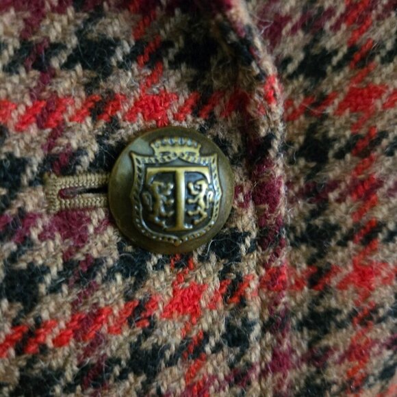 Talbots NWT Shetland Aberdeen Plaid Wool Blend Blazer Red Tan Navy Size 8p - Picture 7 of 10